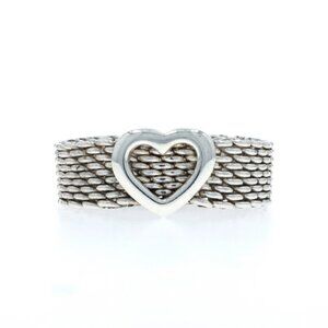Tiffany & Co. Somerset Heart Mesh Band - Sterling Silver 925 Love Statement Ring